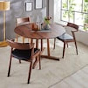 木目が美しいウォルナット材の円形ダイニングテーブル <4人用>の商品写真