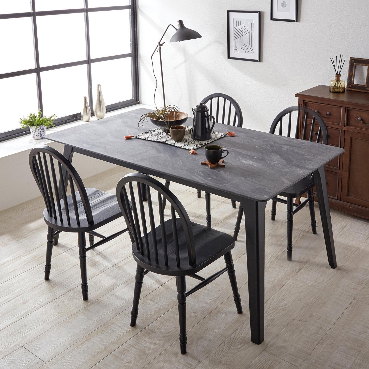 メラミン天板の天然石柄ダイニングテーブル <幅160cm>の商品写真