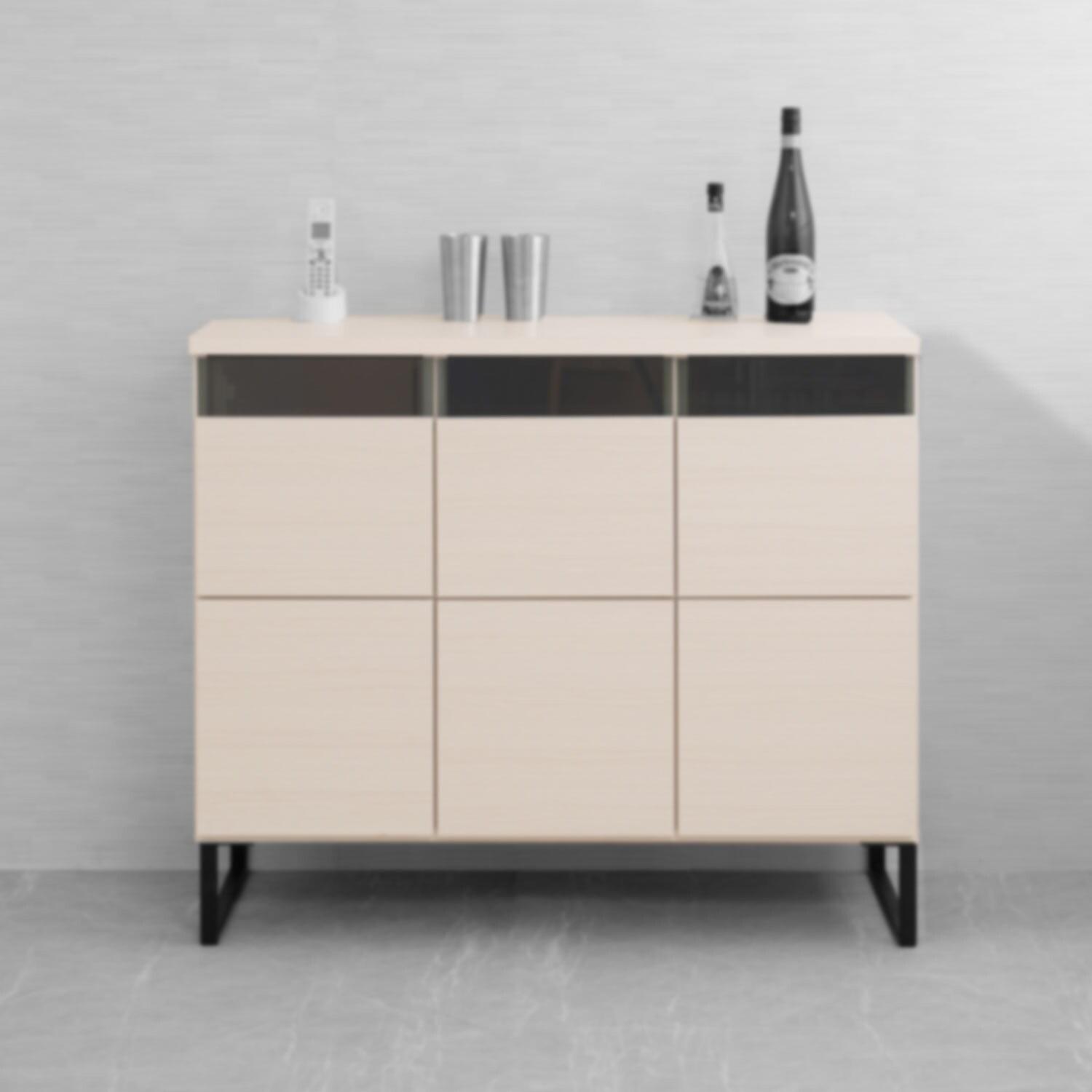 モノトーンデザインのスチール脚のリビングキャビネットの商品写真