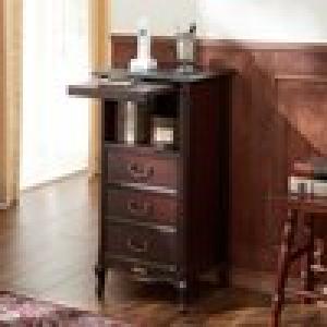 ブリティッシュクラシック調の猫脚スライド棚付きミニチェストの商品写真