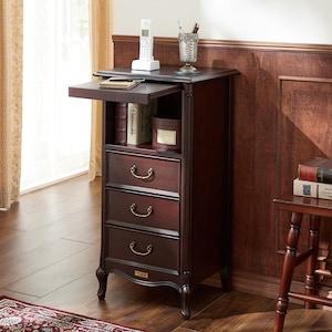 ブリティッシュクラシック調の猫脚スライド棚付きミニチェストの商品写真