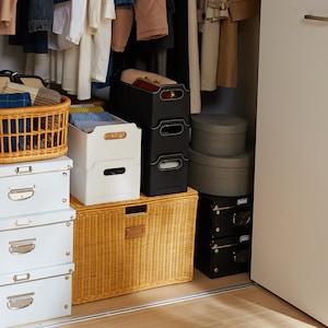 折り畳める合皮のスタッキングバスケットの商品写真