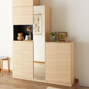 【受注生産】 木目調シューズボックス(ミラー扉タイプ)[日本製]の商品写真