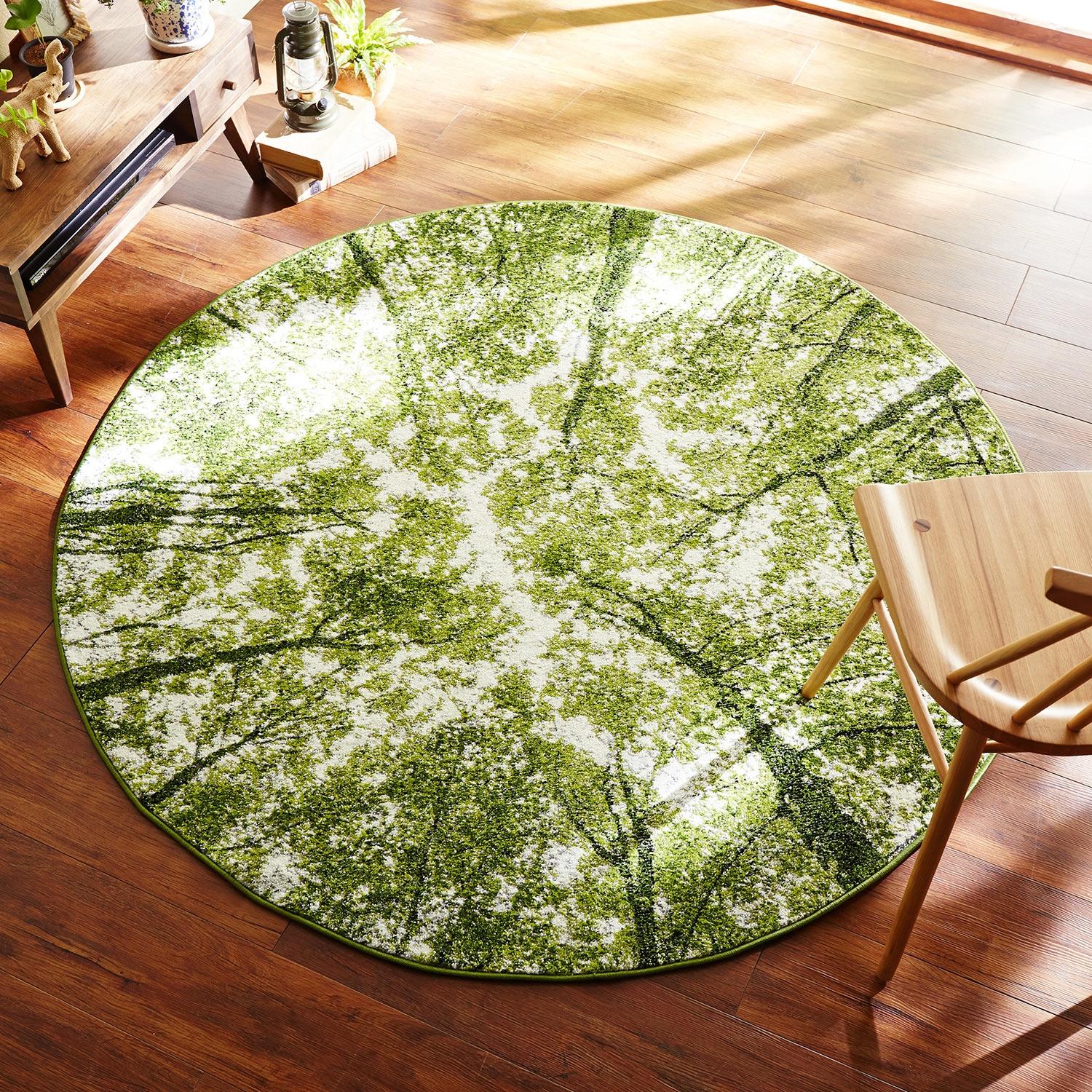 森の中にいるようなウィルトン織りラグ(円形)の商品写真