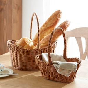 水洗いできて食品も置ける持ち手つきバスケットの商品写真