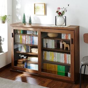 薄型ガラス引き戸本棚の商品写真