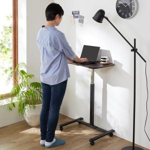 スタンディングデスク使いに!キャスター付き昇降テーブルの商品写真