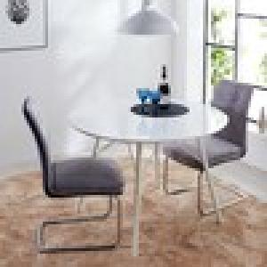 ホワイトインテリアに合うモダン円形ダイニングテーブルの商品写真