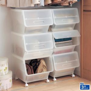 フラップ扉のスタッキングクリアケースセットの商品写真