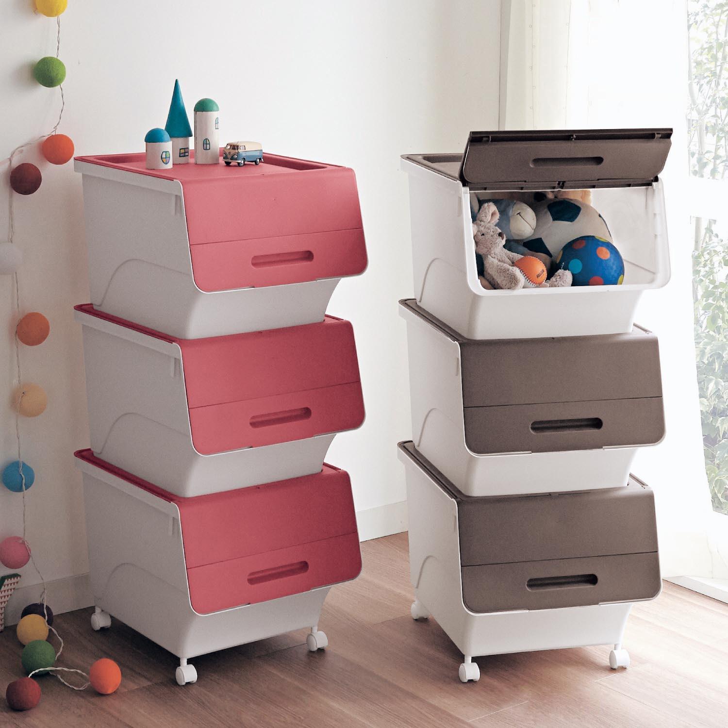 カラーが選べるフラップ扉のスタッキングケースセットの商品写真