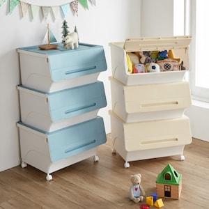 カラーが選べるフラップ扉のスタッキングケースセット(ワイドタイプ)の商品写真