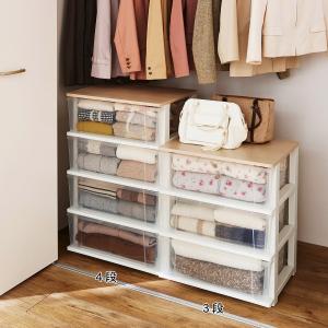 木目調天板のクローゼット衣類収納ワゴンの商品写真