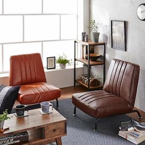 合皮のヴィンテージ調パーソナルソファーの商品写真