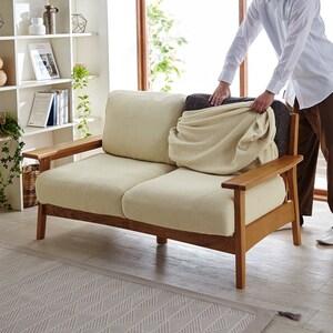 ぴったりフィットするくしゅくしゅ素材の伸びるソファーカバー(分割タイプ)の商品写真