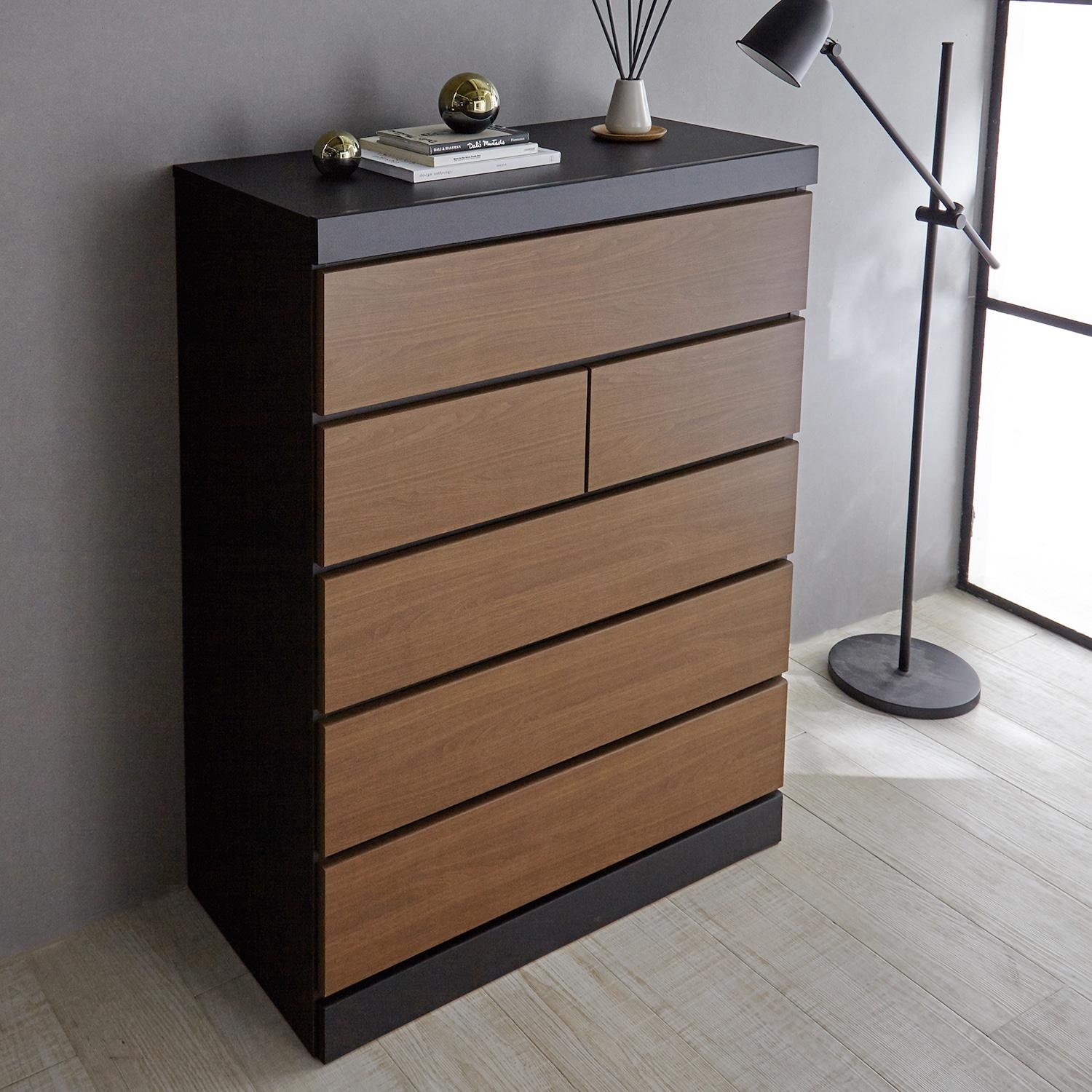 [日本製]ツートンカラーのモダン衣類収納チェストの商品写真