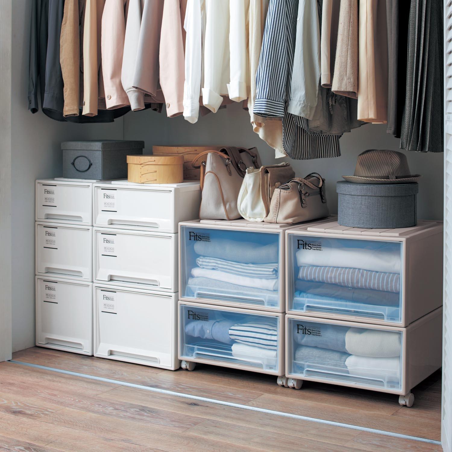 【4月27日までまとめ買いでお得】 クローゼット収納ユニットケース2個セット <奥行53cm>の商品写真