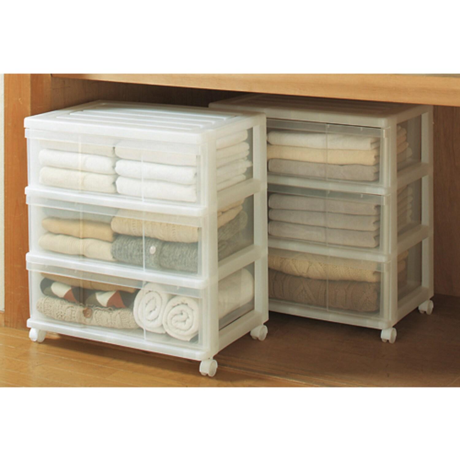 ワイド3段収納ケース2個セット <奥行39cm>の商品写真