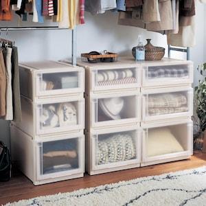 開閉スムーズなクローゼット収納ユニットケース2個セット <奥行55cm>の商品写真