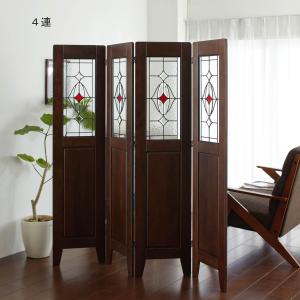 アンティーク風ステンドグラス入り間仕切りパーテーションの商品写真