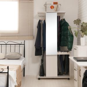 ミラー付きハンガーラック <シングル:幅60cm/ダブル:幅80.5cm>の商品写真