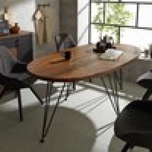 重厚感のあるウォルナット無垢材の楕円形ダイニングテーブル <4人用>の商品写真