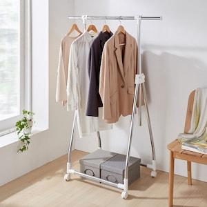 キャスター付き折り畳み式コンパクトハンガーラック 【幅と高さが伸縮できる】の商品写真