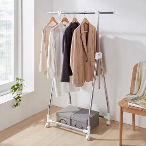 キャスター付き折り畳み式コンパクトハンガーラック 【幅と高さが伸縮できる】の商品写真