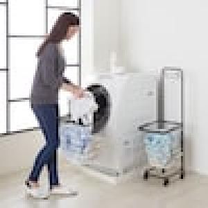 アースカラーのひっかけ式ランドリーラック(スクエア型ランドリーバスケット)の商品写真