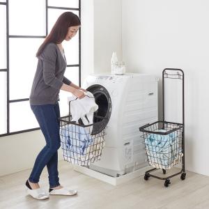 アースカラーのひっかけ式ランドリーラック(スクエア型ランドリーバスケット)の商品写真