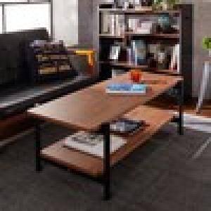 インダストリアル調天然木のリビングローテーブルの商品写真