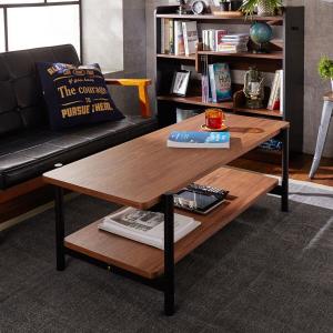 インダストリアル調天然木のリビングローテーブルの商品写真