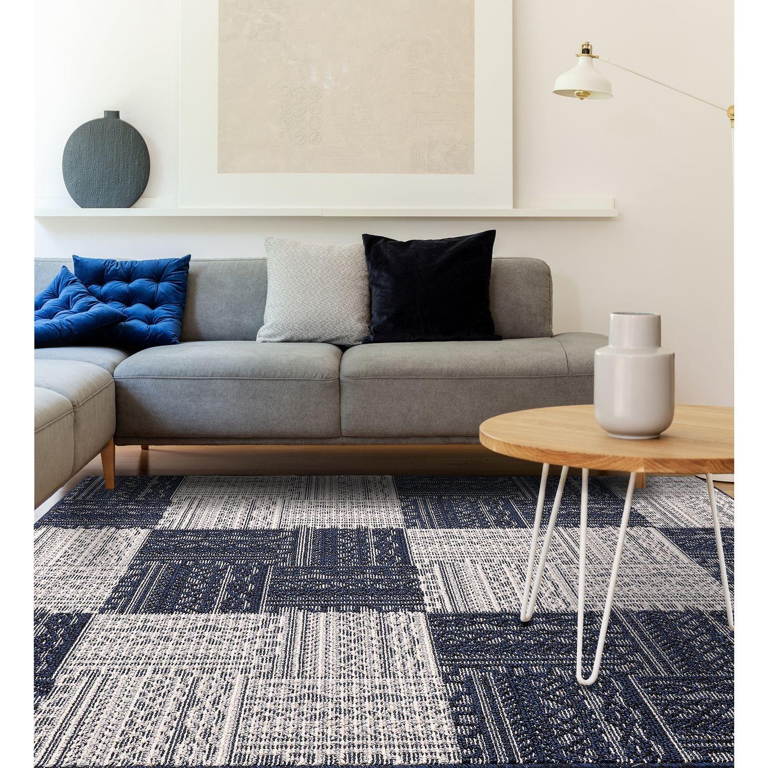 撥水・防ダニ・抗菌ブロックデザインラグの商品写真