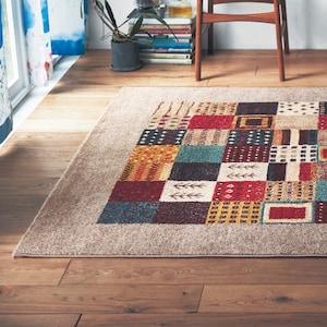トルコ製パッチワーク風デザインのウィルトン織りラグの商品写真