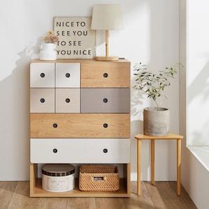 オーク材×北欧ナチュラルカラーのリビングチェストの商品写真