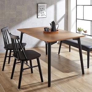 ブラック木脚の天然木ダイニングテーブル <4人用>の商品写真