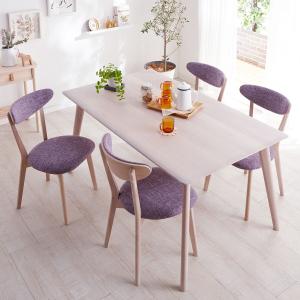 ホワイトインテリアに合うオーク無垢材を贅沢に使用したダイニングテーブルの商品写真