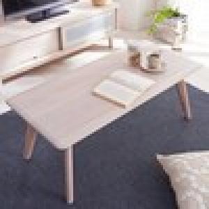 ホワイトインテリアに合うオーク無垢材を贅沢に使用したリビングテーブルの商品写真