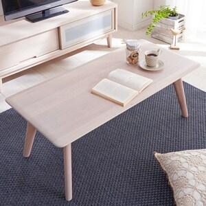 ホワイトインテリアに合うオーク無垢材を贅沢に使用したリビングテーブルの商品写真