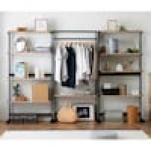 省スペースでワードローブを作れる木目調ラックの商品写真