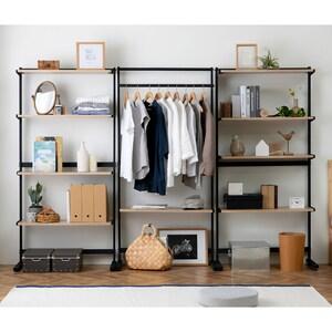 省スペースでワードローブを作れる木目調ラックの商品写真