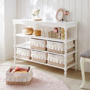 収納カゴ付き!エレガント調リビングラックの商品写真