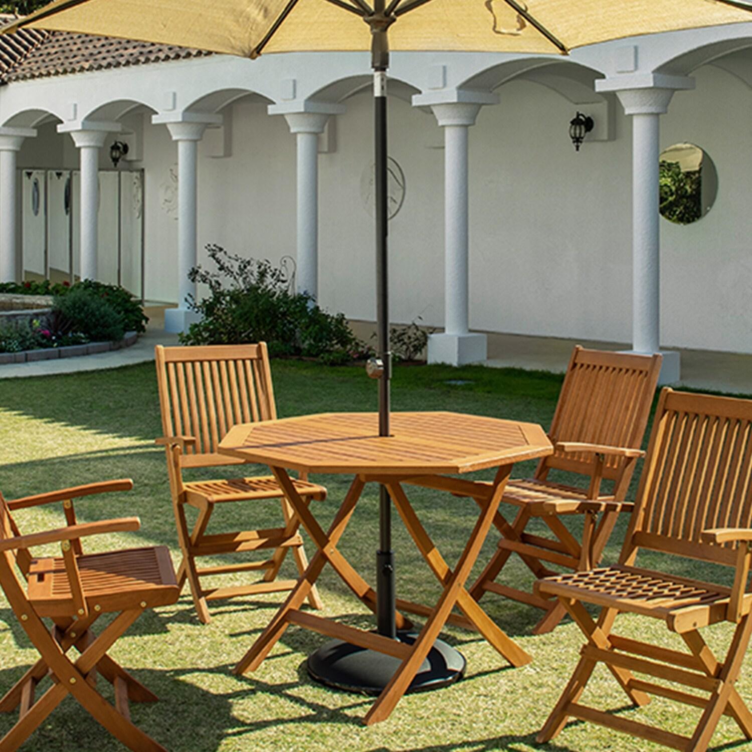 天然木の折りたたみ式8角形ガーデンテーブルの商品写真