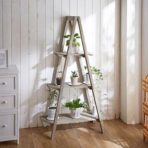 天然木のシャビーグレイガーデンシェルフの商品写真