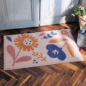マイクロファイバーのふわふわ玄関マット"草原のお花"「ミニラボ」の商品写真