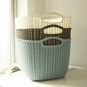 ニットのような編み目のランドリーバスケット スクエア 同色2個セットの商品写真