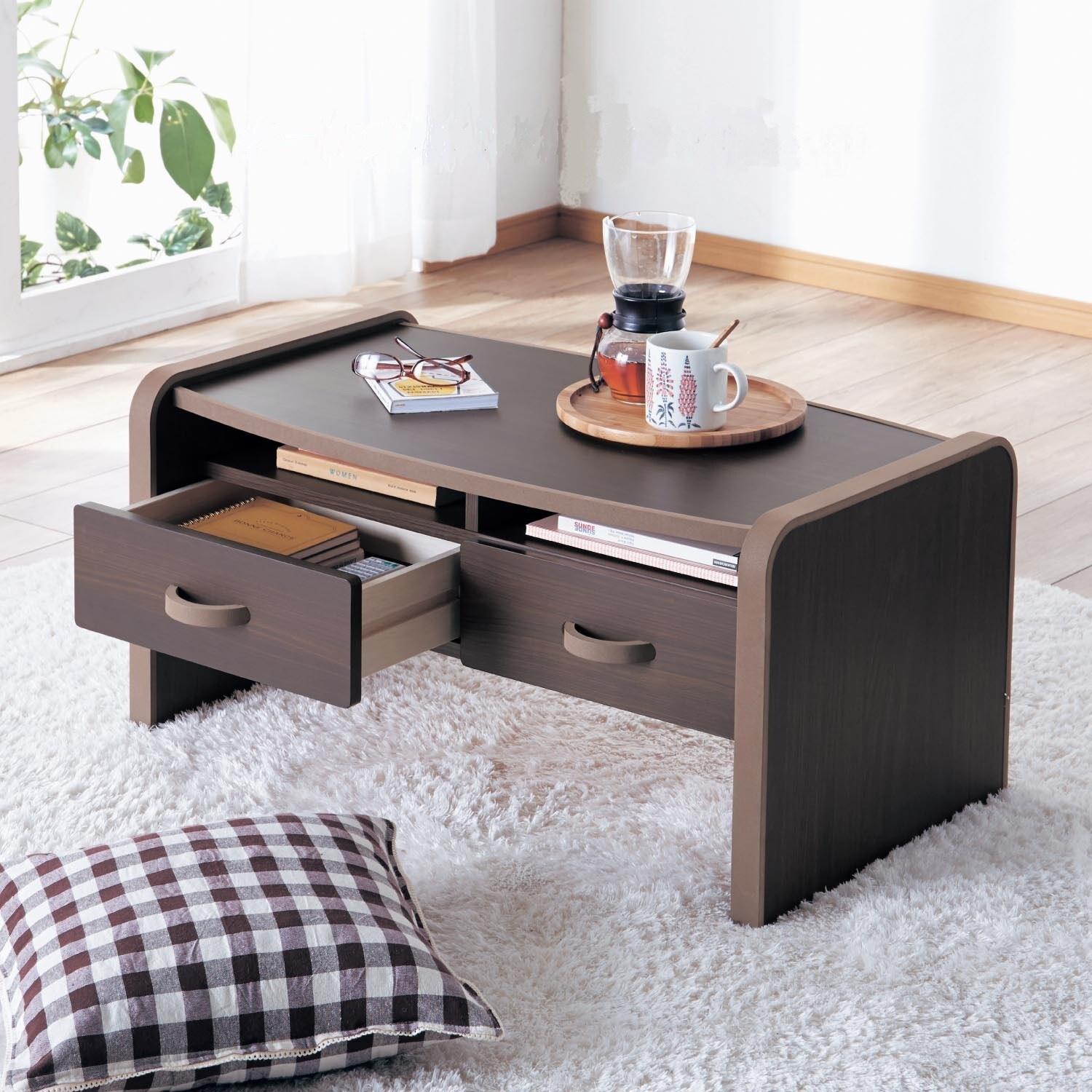 角に丸みをつけて子どもに優しい引出し付きリビングローテーブルの商品写真