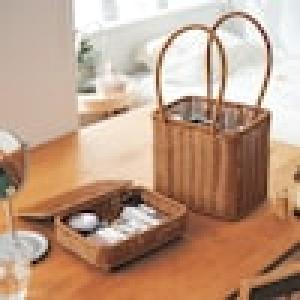 【タイムセール】 洗えるラタン調のメイクボックスの商品写真