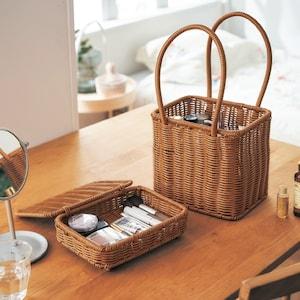 【タイムセール】 洗えるラタン調のメイクボックスの商品写真