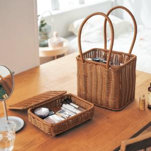 【タイムセール】 洗えるラタン調のメイクボックスの商品写真