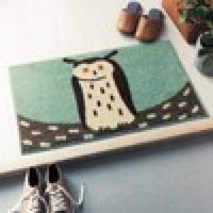 【タイムセール】 しっかりとした踏み心地の北欧調デザイン玄関マット(ふくろう)の商品写真